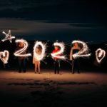 2022 spelt in sparklers by children on a beach