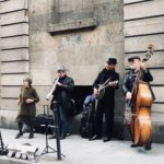 male jazz trio on the streets of Paris